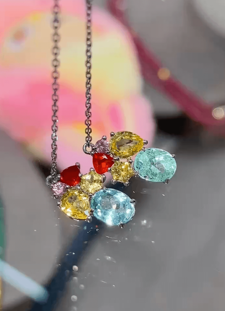 Multicolour gemstone necklace