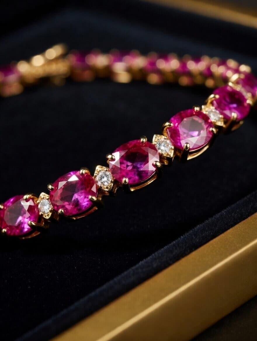 Ruby and diamond tennis bracelet